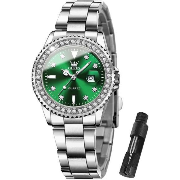 Womens Watch Elegant Dress Diamond Analog Quartz Watch Two Tone Stainless